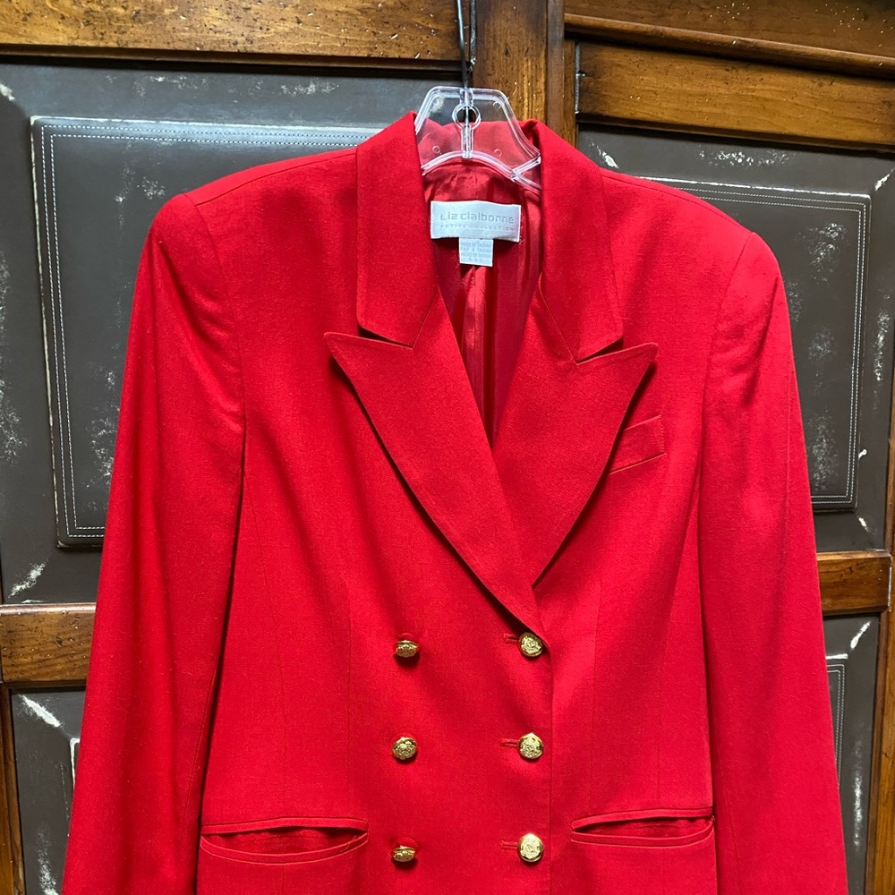 Liz Claiborne Petite Collection Red Linen Blazer